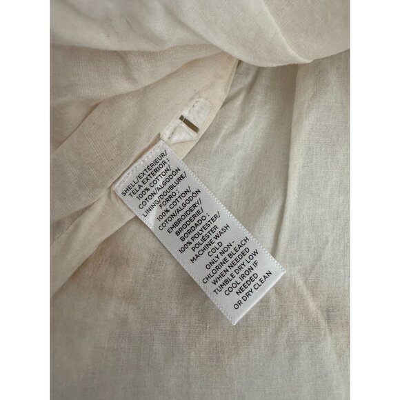 Ann Taylor LOFT Garden Shift Dress Wm M  Short Sleeve Ivory Embroidered Lined - Picture 9 of 9